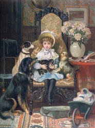 Doddy und ihre Haustiere, ca. 1885